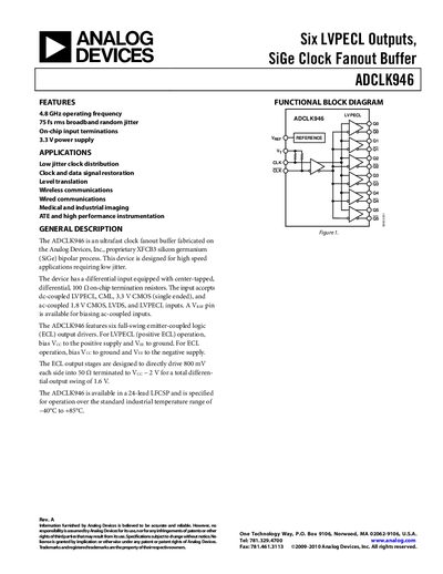Analog Devices ADCLK946 Datasheet - cover page