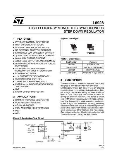 STMicroelectronics L6928 Step‑Down Regulator Datasheet - cover page