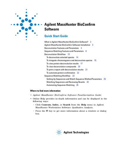 Agilent MassHunter BioConfirm Software Quick Start Guide (1) - cover page