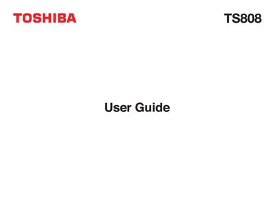 Toshiba TS808 Mobile Phone User Guide - cover page