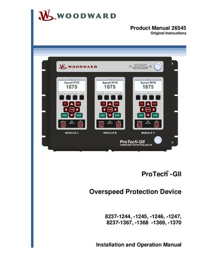 Woodward ProTech-GII Overspeed Protection Device Installation and Operation Manual - cover page
