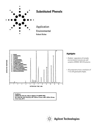 Agilent Substituted Phenols Detector Response Application Note - cover page