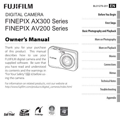 FUJI FILM FINEPIX AX300/AC200 series user manual - cover page