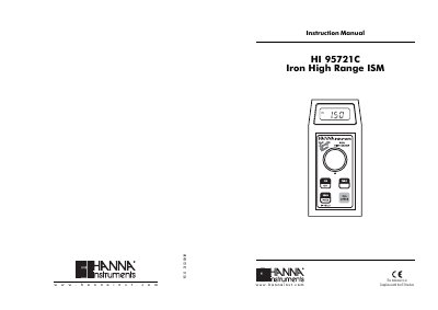 Hanna Instruments HI 95721C Iron High Range ISM Instruction Manual - cover page