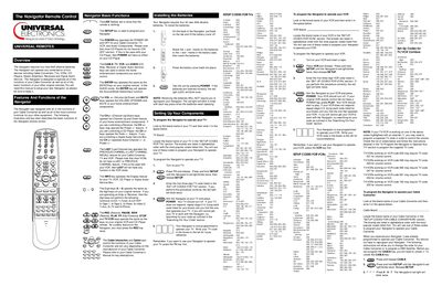 Universal Navigator Remote Control Manual - cover page