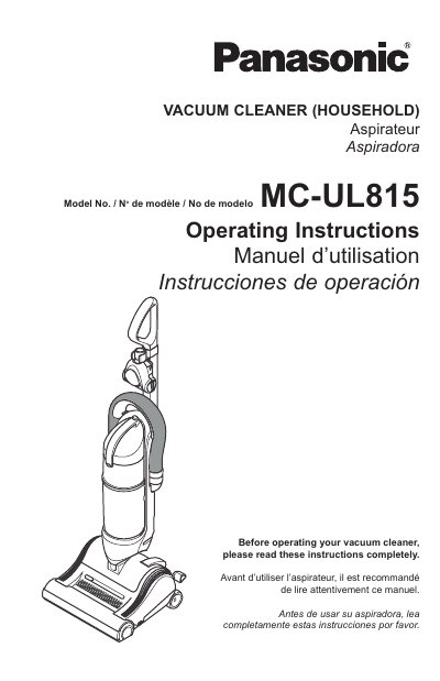 Panasonic MC-UL815 Manual - cover page