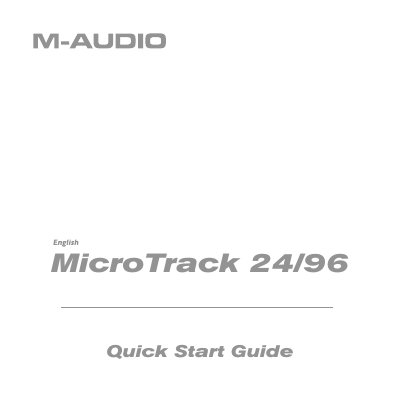 M-Audio MicroTrack 24/96 Quick Start Guide - cover page