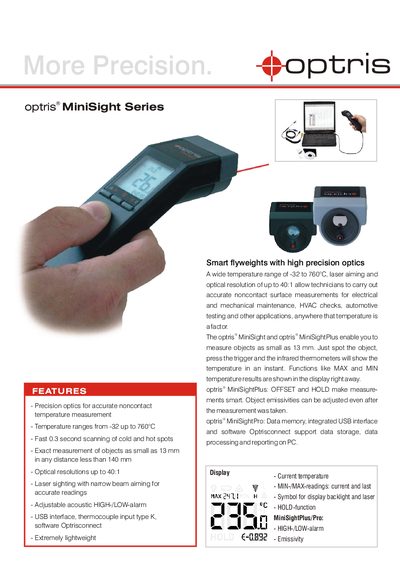 Optris MiniSight Series Product Leaflet - cover page