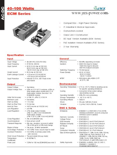 40-100 Watts ECM Series Manual(2) - cover page