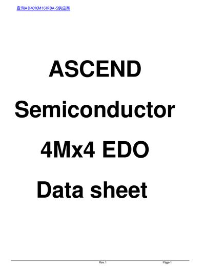 Ascend AD404M42V 4Mx4 EDO Data Sheet