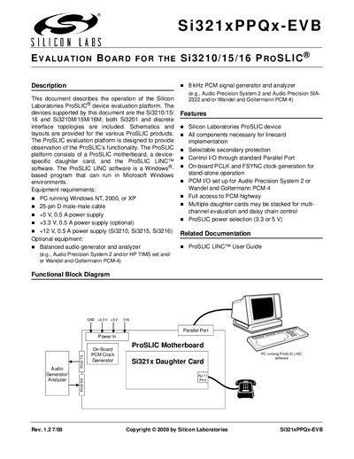 Silicon Labs Si321xPPQx-EVB Evaluation Board Data Sheet - cover page