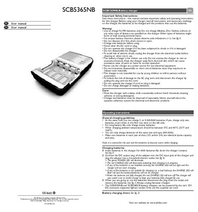 Philips SCB5365NB Battery Charger User Manual