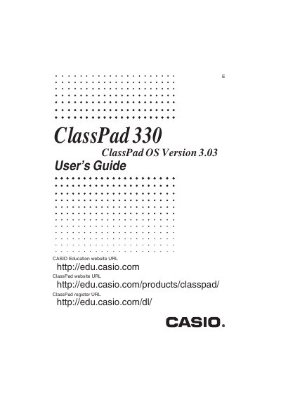 Casio ClassPad 330 User's Guide - cover page