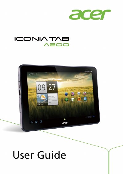 Acer Iconia Tab A200 User Guide - cover page
