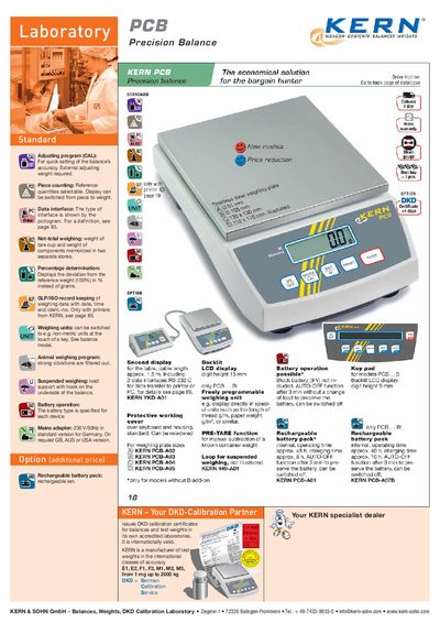 KERN PCB Precision Balance Product Leaflet - cover page