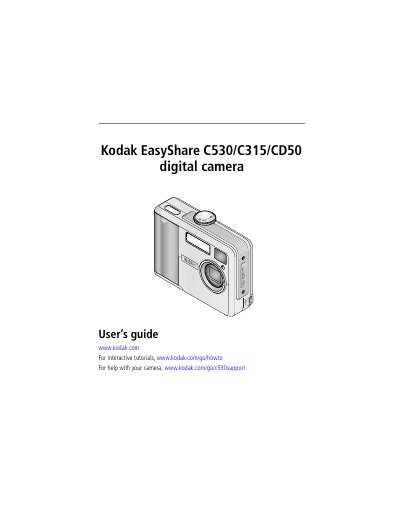 Kodak EasyShare C530/C315/CD50 Digital Camera User's Guide