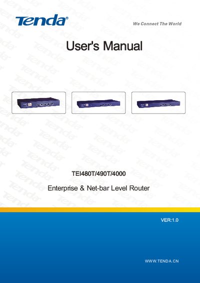 Tenda TEI480T/490T/4000 Router User Manual - cover page