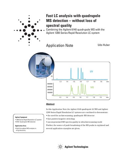 Agilent 6140 Quadrupole MS Application Note - cover page