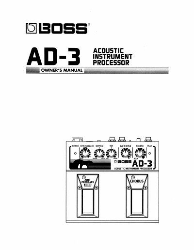 BOSS AD-3 Acoustic Instrument Processor Owner's Manual - cover page