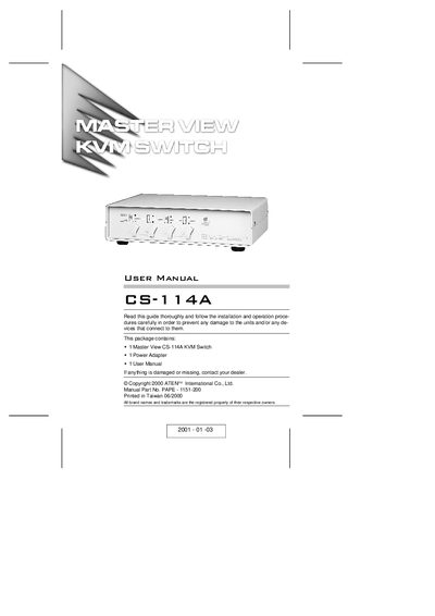 ATEN CS-114A User Manual - cover page
