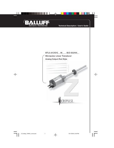 Balluff BTL5-A/C/E/G__-M____-B/Z-S32/KA__ Micropulse Linear Position Transducer User Guide - cover page