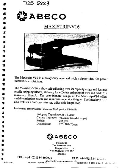 ABECO MAXISTRIP-V16 Product Leaflet - cover page