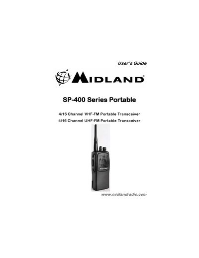 Midland SP-400 Series Portable Transceiver User's Guide - cover page