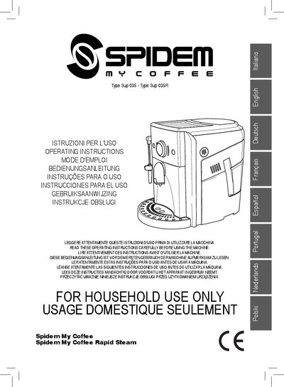 Spidem SUP 035/035R Espresso Machine User Guide - cover page