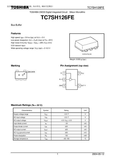 Toshiba TC7SH126FE Handbook