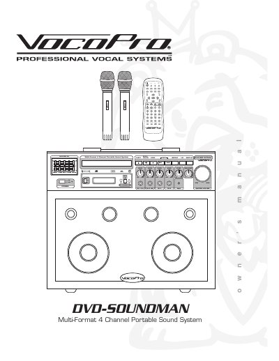 VocoPro DVD-SOUNDMAN Multi-Format 4 Channel Portable Sound System Owner's Manual - cover page