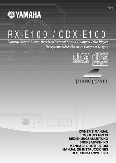 Yamaha RX-E100/CDX-E100 Owner's Manual - cover page