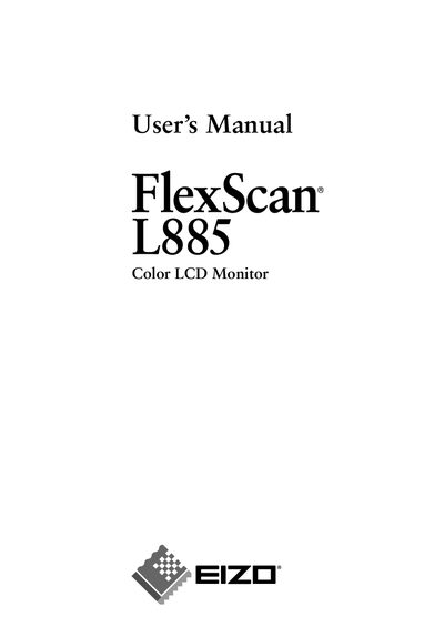 EIZO L885 Color LCD Monitor User Manual - cover page