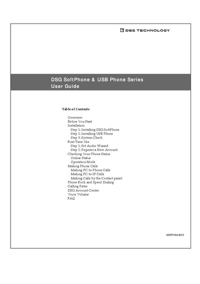 DSG S200/S300 USB Phone User Guide - cover page