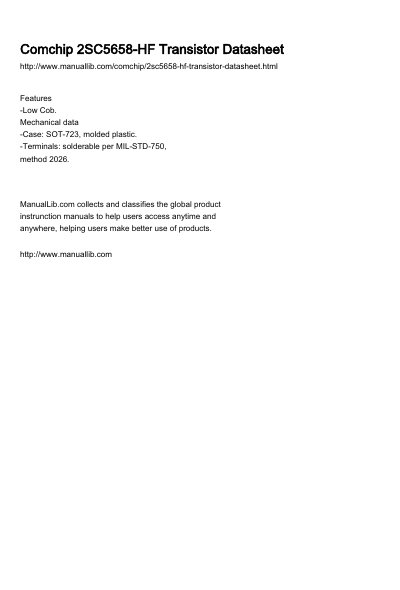 Comchip 2SC5658-HF Transistor Datasheet - cover page