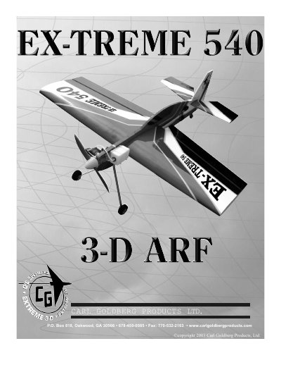 Carl Goldberg Products EX-TREME 540 3-D ARF Assembly and Flight Guide - cover page