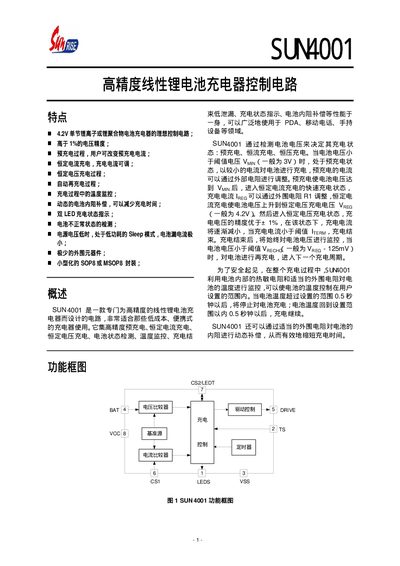 SUN 4001 Lithium Battery Charger Controller Datasheet