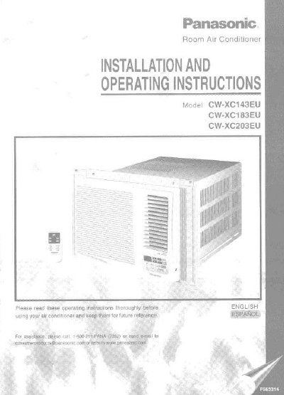 Panasonic CW-XC143EU/CW-XC183EU/CW-XC203EU installation Manual - cover page