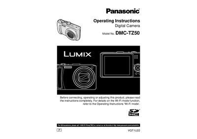 Panasonic DMC-TZ50 Digital Camera User Manual - cover page