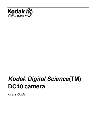 Kodak DC40 Camera User Manual - cover page