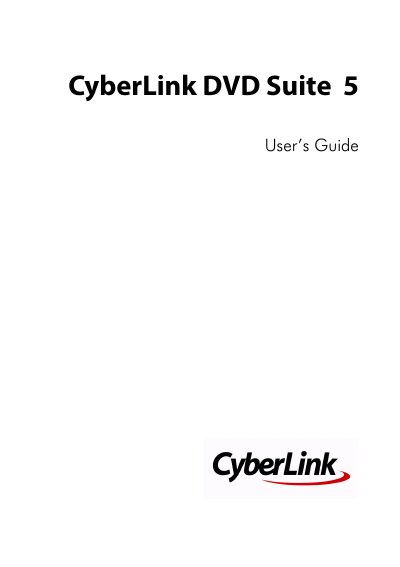 CyberLink DVD Suite 5 Software User Guide - cover page