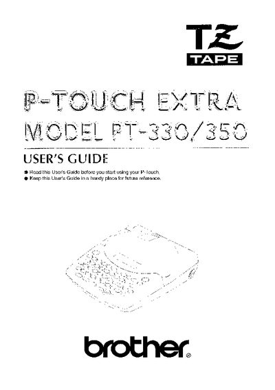 Brother PT-330/350 Label Maker User's Guide - cover page