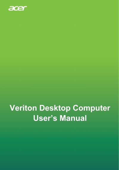Acer Veriton Desktop Computer User Manual - cover page