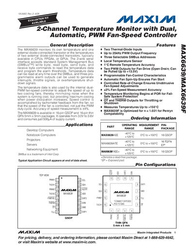 Maxim MAX6639/MAX6639F Datasheet - cover page