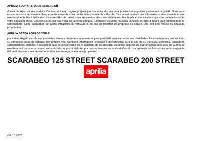 aprilia 852934 Scarabeo Street 125-200 F-E MY 2006 Manual - cover page
