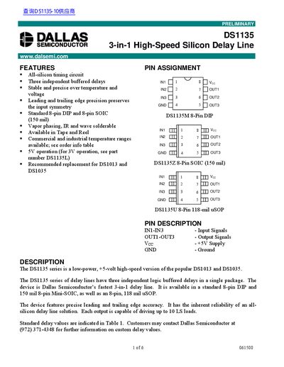 Dallas Semiconductor DS1135 Data Sheet