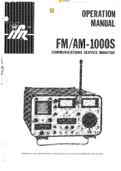 IFR FM/AM-1000S User Manual - cover page