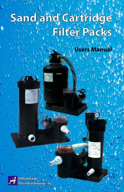 Advantage Manufacturing Sand Filter Pack User Manual - cover page