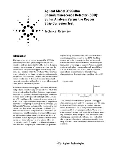 Agilent 355 Sulfur Chemiluminescence Detector Application Note - cover page
