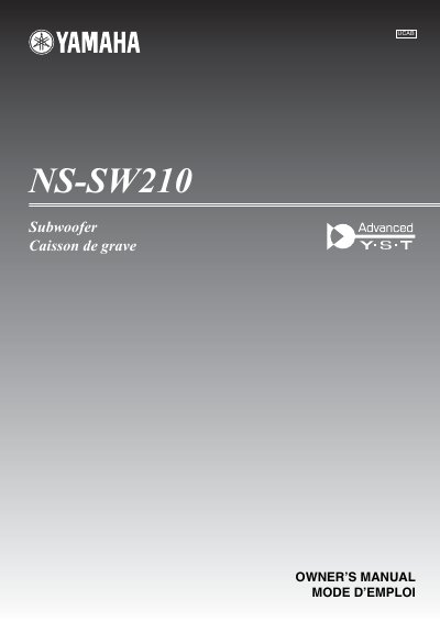 Yamaha NS-SW210 Subwoofer Owner's Manual - cover page
