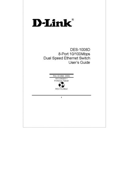 D-Link DES-1008D 8-Port Ethernet Switch User Manual